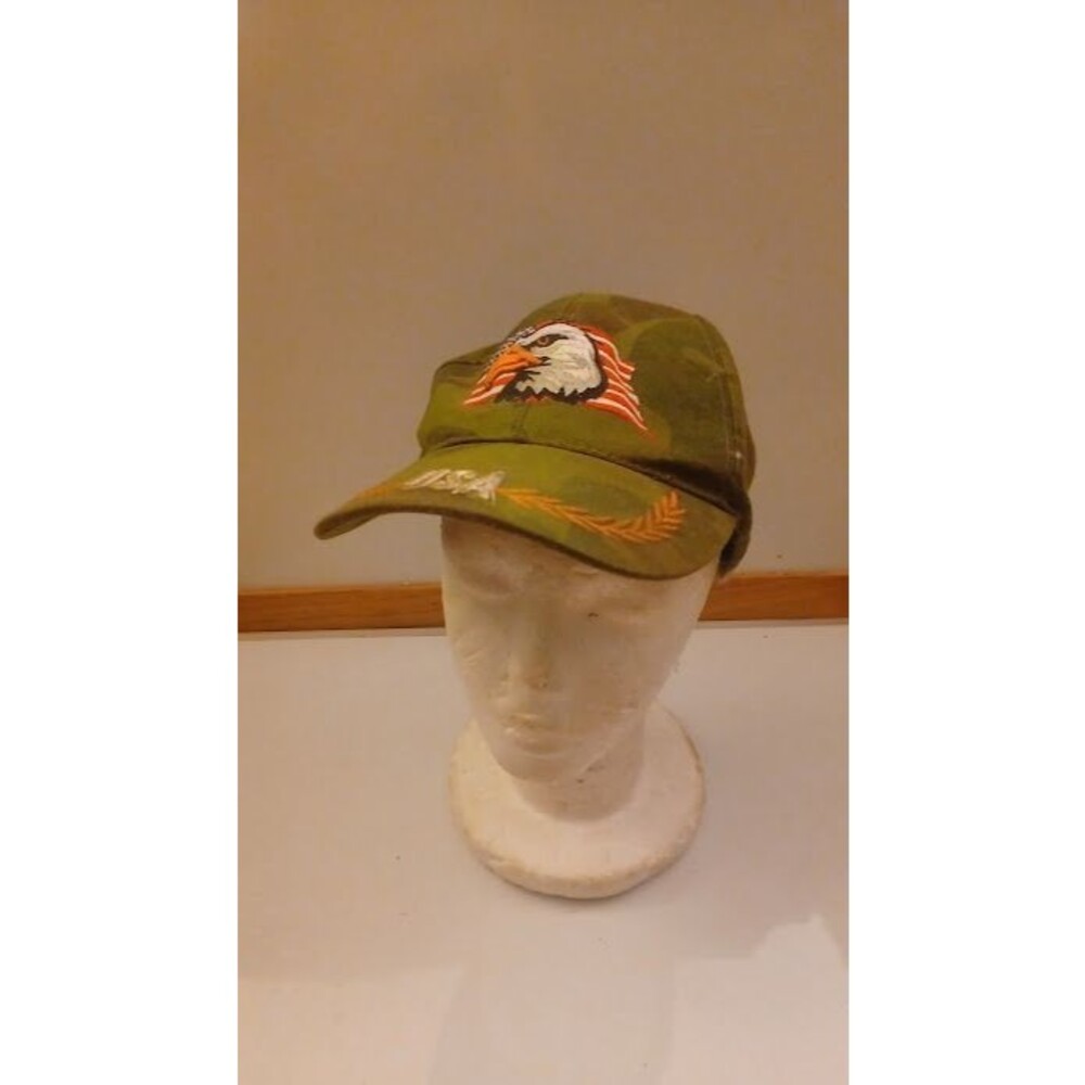 Vintage USA American Flag Bald Eagle Camouflage Baseball Cap Hat Adjustable Stra